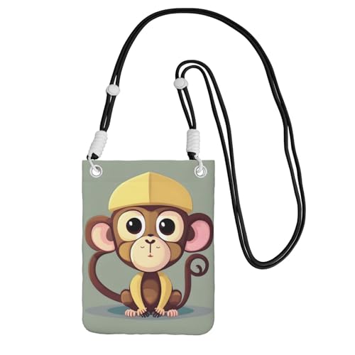 Umhängetasche mit niedlichem Affen-Aufdruck, für Damen, Mini-Handygeldbörsen, niedliche Handy-Brieftasche, zum Wandern, Reisen, Geschenk, Schwarz , Einheitsgröße von EdWal