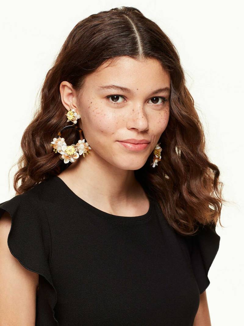 Kate Spade Lebendiges Leben Schildpatt Creolen Mit Perlen Und Vergoldetem Metall Emaille Steinen Statement Ohrringe Er-19 von EdandRay