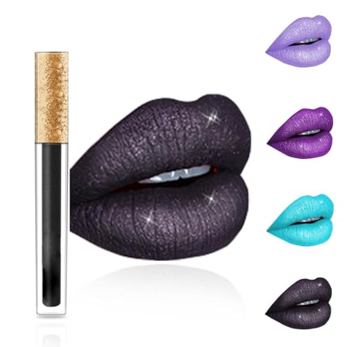 Kilshye Matte Lippenstift Glitzer Flüssige Lippenstifte Hochpigmentiert Lipgloss Schimmer Lippen Glasur Creme Lippen Make-up für Frauen und Mädchen 1 Stück (Schwarz 15) von Edanta