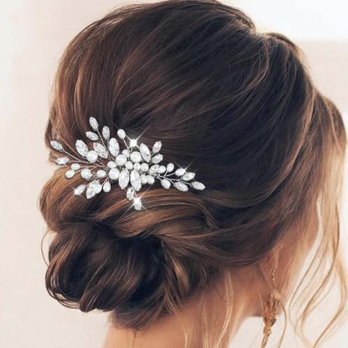Edary Kristall Brautschmuck Haare Silber Strass Haarkamm Hochzeit Braut Haarschmuck Frauen und Mädchen von Edary