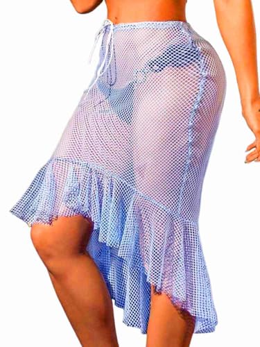 Edary Minirock aus Netzstoff, durchsichtig, mit Aussparung, Bikini-Überzug, Halloween Festival-Rave-Rock, Kostüm für Damen von Edary