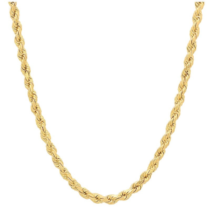 14K Echtes Gelbgold Seil Kette Halskette 5mm Gedrehte Seilkette von EddaJewelryDesign