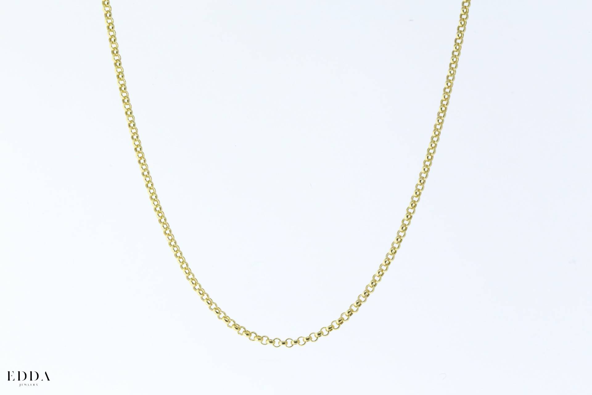 14K Gelbgold Rolo Gliederkette Halskette, 4mm 85cm Belcher Kette Für Männer Frauen, Feinschmuck von EddaJewelryDesign