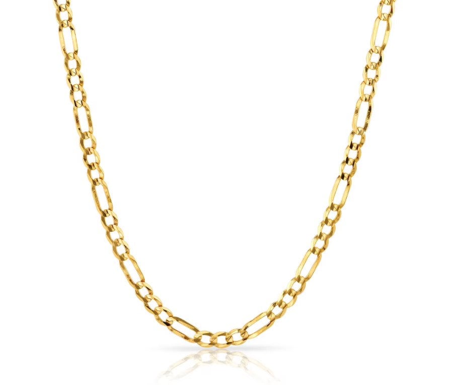 14K Massiv Gelbgold Figaro Kette Halskette 4mm Kette, Gliederkette von EddaJewelryDesign