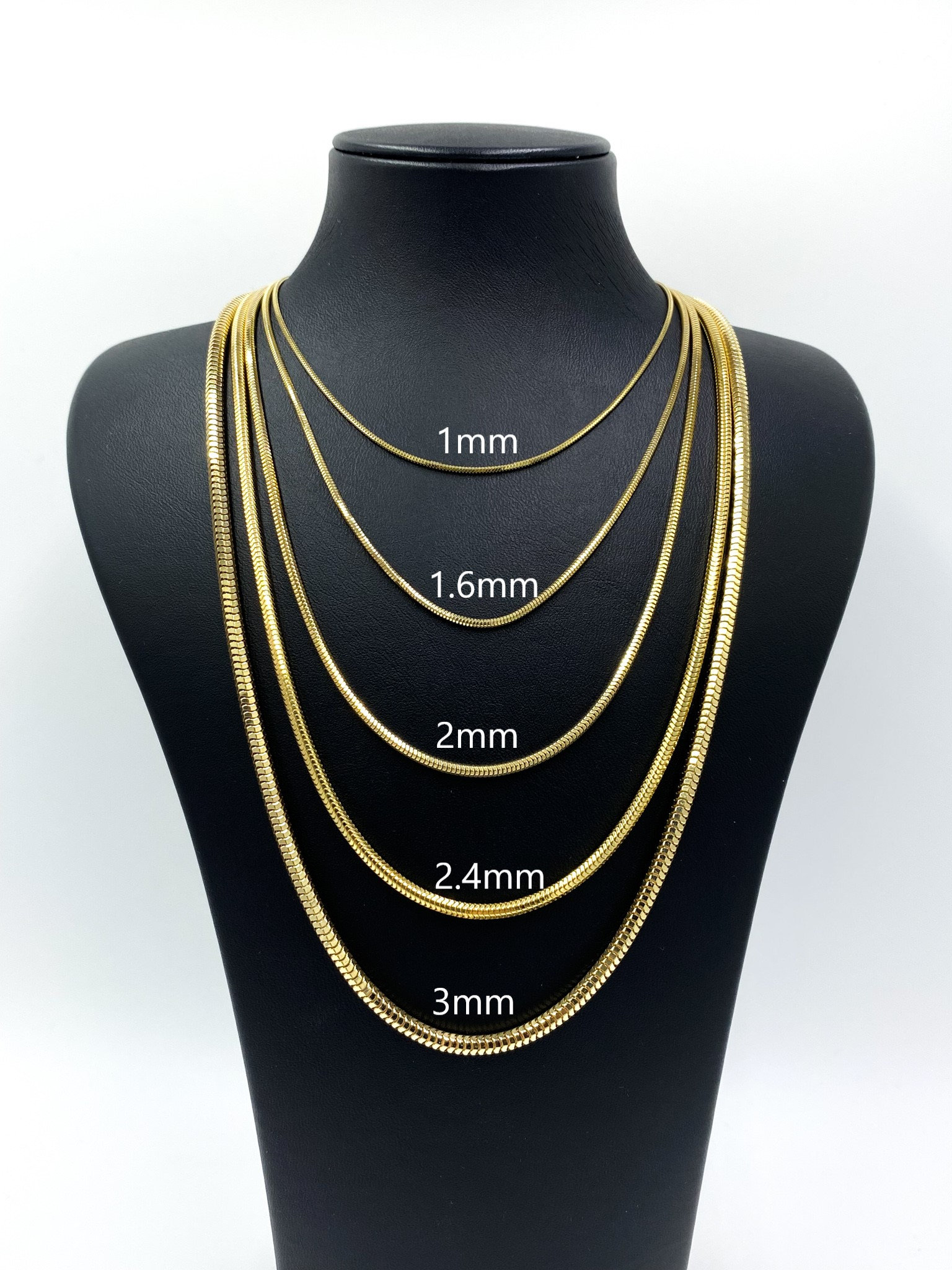 14K Solid Gold Runde Schlange Kette Echte Gelbgold Halskette 14K Solid Gold Runde Schlange Kette Echte Gelbgold Halskette von EddaJewelryDesign