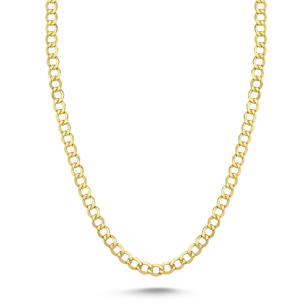 2, 5mm 3, 3mm 4mm Miami Cuban Gliederkette Solid 14K Gold Gliederkette, Curb Chain Necklace von EddaJewelryDesign