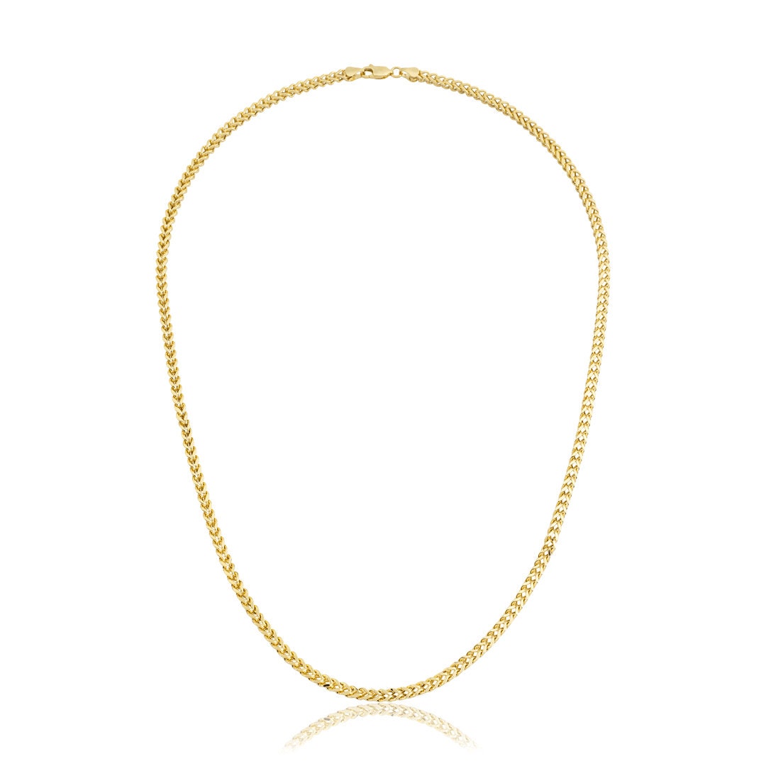 3.3mm Franco Kette Halskette Solide 14K Echt Gelb Gold Box von EddaJewelryDesign