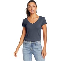 Eddie Bauer ® Favorite Shirt - Kurzarm mit V-Ausschnitt Damen Blau Gr. S von Eddie Bauer