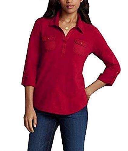 Eddie Bauer Bluse Polobluse Rot Gr. XS von Eddie Bauer