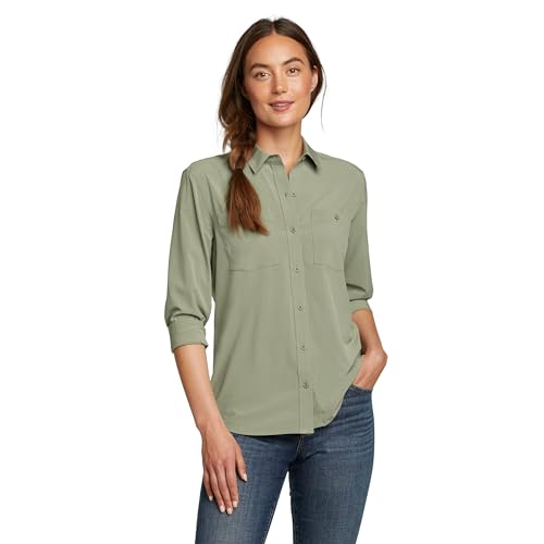 Eddie Bauer Damen Abfahrt 3.0 Ls Hemd mit Button-Down-Kragen, Salbei, Mittel von Eddie Bauer