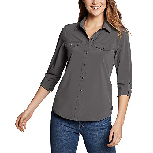 Eddie Bauer Damen Departure 2.0 Langarmshirt, Dark Smoke, X-Groß von Eddie Bauer