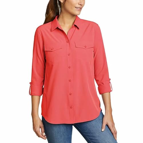 Eddie Bauer Damen Departure Top (Rot, XL), Rot/Ausflug, einfarbig (Getaway Solids), X-Groß von Eddie Bauer