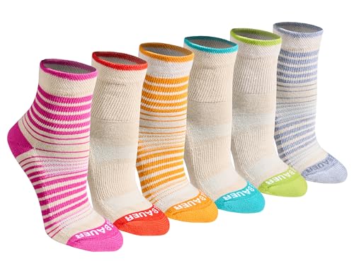 Eddie Bauer Damen Dura Dri Moisture Control 6 Paar Viertelsocken, Helle Streifen, sortiert (6 Paar), Medium von Eddie Bauer