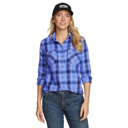 Eddie Bauer Damen Firelight Flanellhemd Hemd mit Button-Down-Kragen, violett, Klein von Eddie Bauer