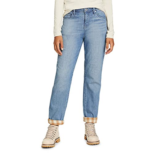 Eddie Bauer Damen Jeans Boyfriend Flanell gefüttert, Abgenutztes Licht, 36 von Eddie Bauer