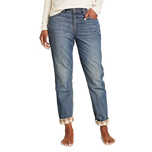 Eddie Bauer Damen Jeans Boyfriend Flanell gefüttert, Gewaschenes Indigo, 38 von Eddie Bauer