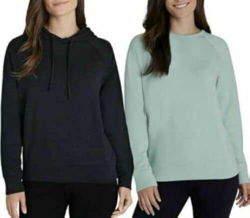 Eddie Bauer Damen-Kapuzenpullover mit Rundhalsausschnitt, 2er-Pack (Ocean-Black-Small), Grün, Small von Eddie Bauer
