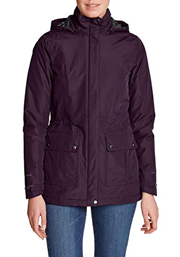 Eddie Bauer Damen Rainfoil Fleece-Futter-Wasserdichter, atmungsaktiver Regenparka mit Abnehmbarer Kapuze-XS-XXL Parka, Violett (Dunkle Pflaume 390), X-Small von Eddie Bauer