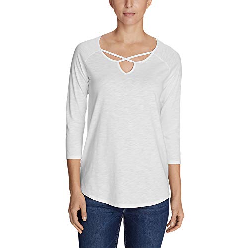 Eddie Bauer Damen Tunika Gate Check 3/4 Arm Cross Front - Weiß - XX-Large von Eddie Bauer