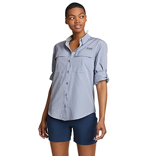 Eddie Bauer Damen UPF Guide Langarmshirt, Dusty Blue, Groß von Eddie Bauer