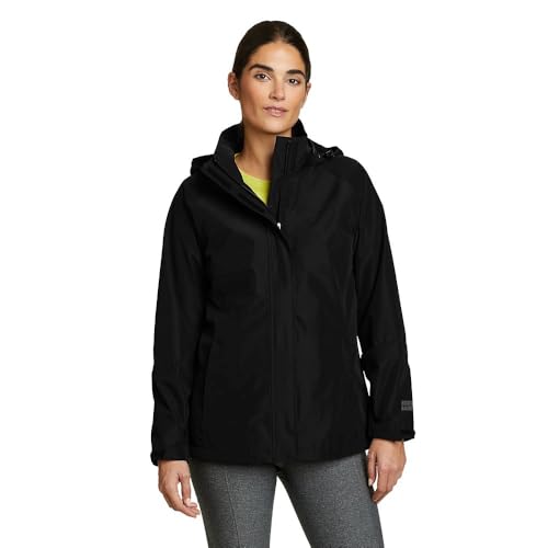Eddie Bauer Damen Verstaubare Regenfolien-Jacke Regenjacke, Schwarz Recycelt, 38 von Eddie Bauer