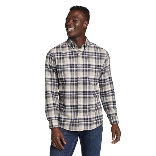 Eddie Bauer Herren Classic Fit Favorite Langarm Flanellhemd, Stein, Mittel von Eddie Bauer