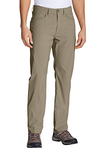 Eddie Bauer Herren Horizon Guide Five-Pocket-Hose-Straight Fit, Grün (Helles Khaki), W32/L32 von Eddie Bauer