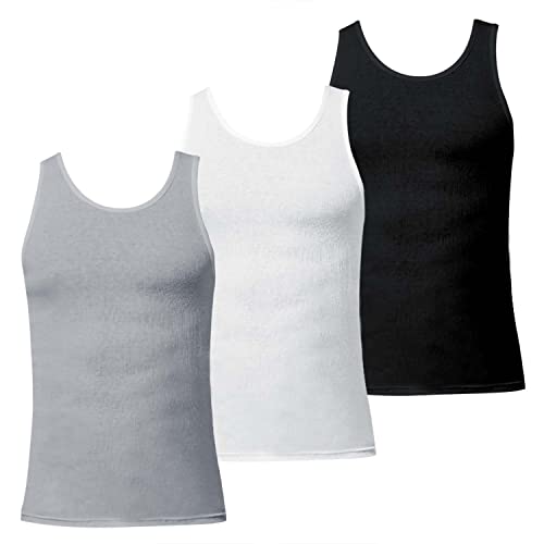 Eddie Bauer Herren-T-Shirt, klassisch, lässig, Basic, Baumwolle, 15,2 cm, ärmelloses Tanktop, (3er-Pack), Grau meliert/Schwarz/Weiß, Größe M von Eddie Bauer