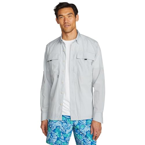 Eddie Bauer Herren Voyager Flex Langarmshirt, Lt Gray von Eddie Bauer