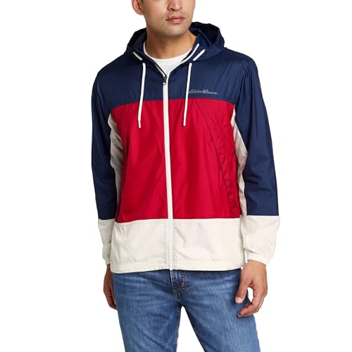 Eddie Bauer Momentum Herren Regenmantel mit Kapuze LSF 50+, mittelgroßes Indigoblau, Größe L, Mittel-Indigo, Large von Eddie Bauer