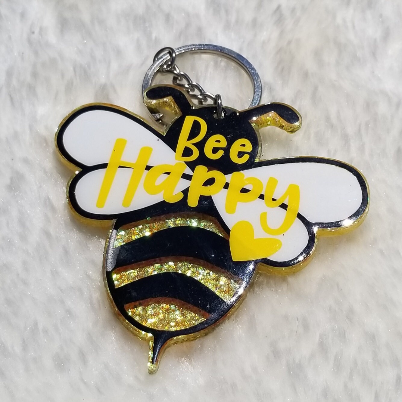 Bienen Glücklich - Bee Glittered Schlüsselanhänger | Auf Bestellung Gefertigt von EddissonDesigns