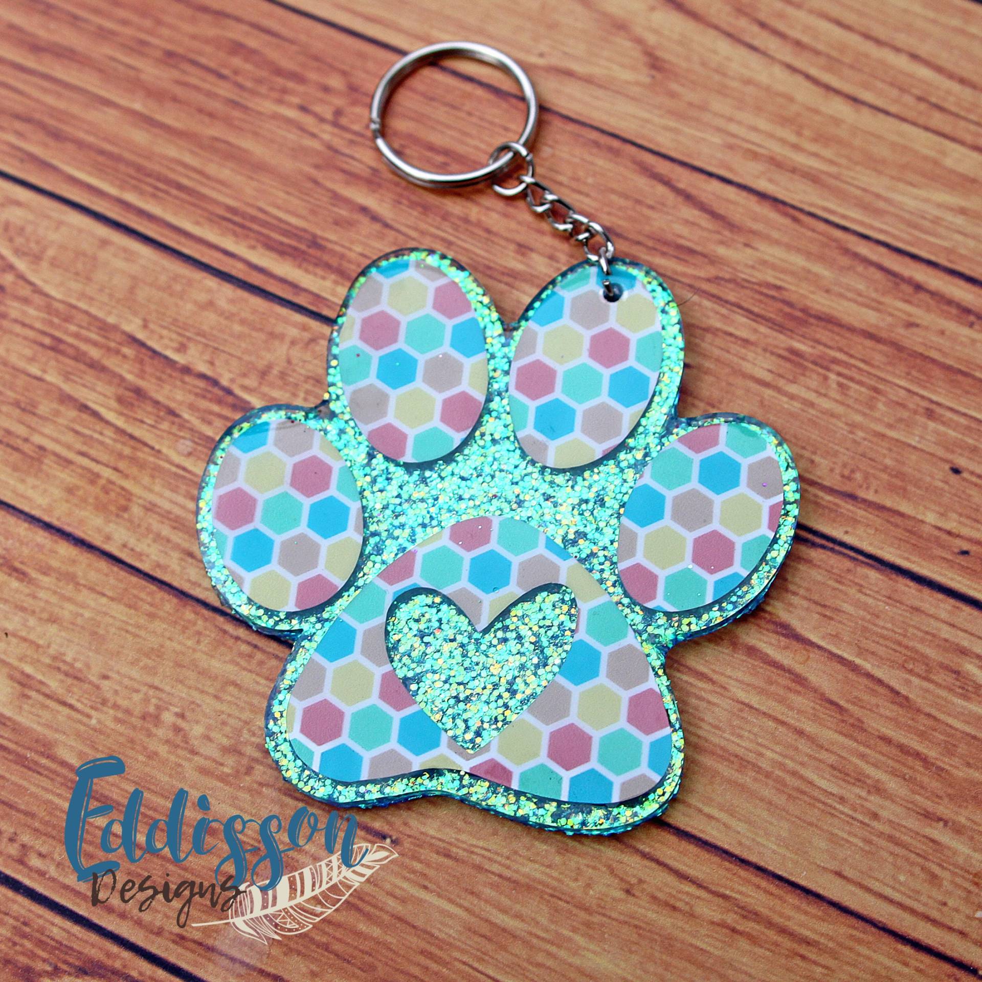 Paw Print Herzschlüsselanhänger Paw Print Herzschlüsselanhänger von EddissonDesigns