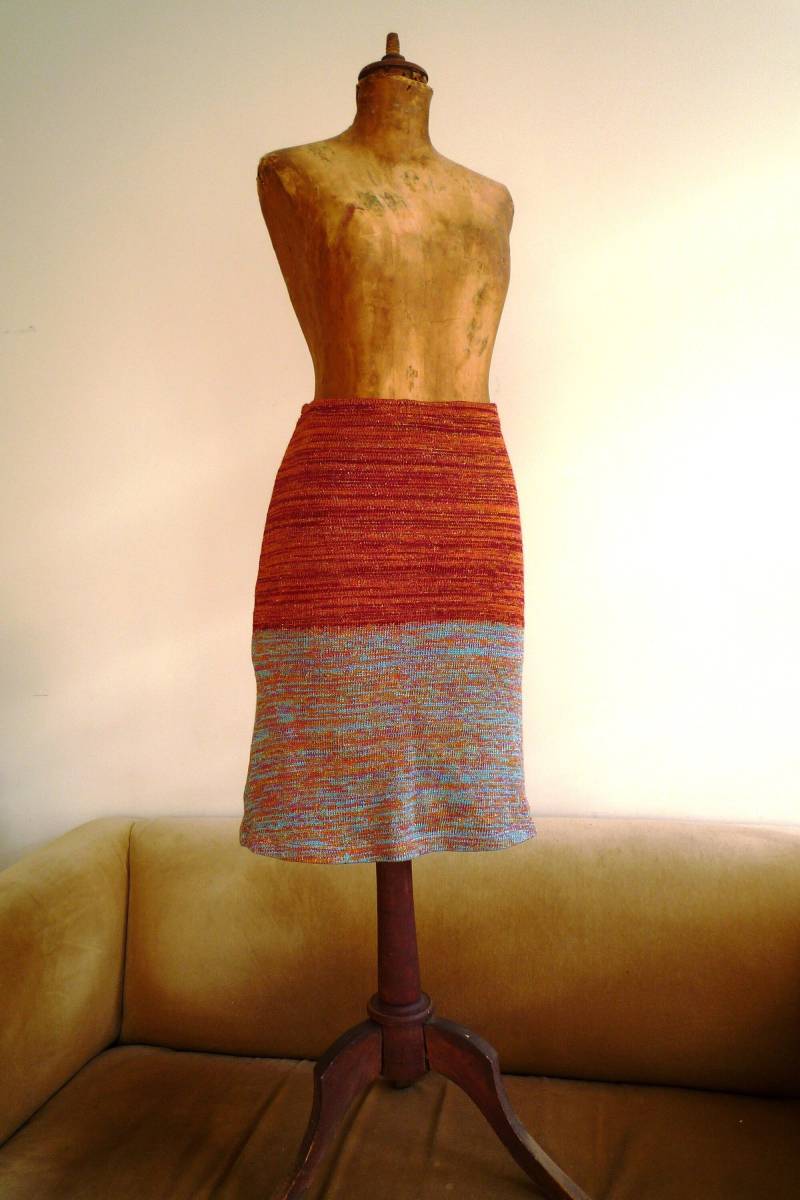 Hand Made Multicolor Knitted Wool Skirt Strech Comfortable Hand Made Multicolor Knitted Wool Skirt Strech Comfortable von EdeWerke