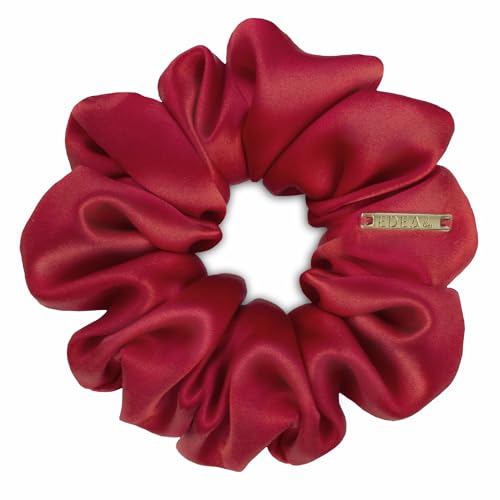 Edealiss silk Scrunchies, Haargummis aus 100% Seide, Zopfgummis, Pferdeschwanzhalter, Haarband aus Seide, Scrunchies mit starkem Halt für Frauen und Mädchen (Rot) von Edealiss