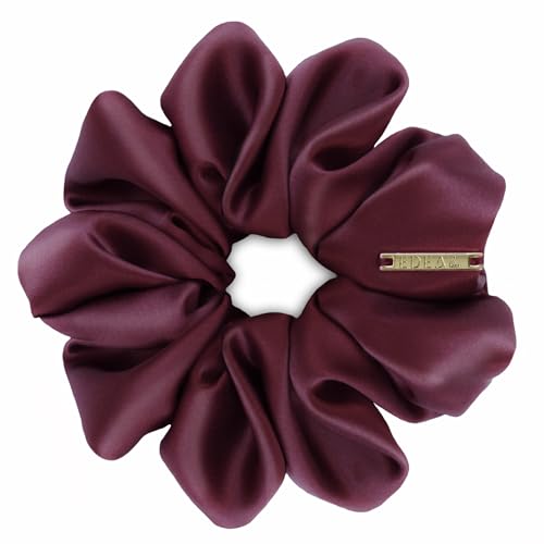 Edealiss silk Scrunchies, Haargummis aus 100% Seide, Zopfgummis, Pferdeschwanzhalter, Haarband aus Seide, Scrunchies mit starkem Halt für Frauen und Mädchen (Weinrot) von Edealiss
