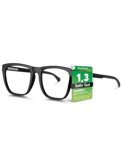 EdelBlick® Blaulichtfilter Brille Herren & Damen Grau - Effektiver Schutz Dank der stilvollen Blaulicht Brille für Büro & Computerarbeit - Blaulichtfilter bei der Arbeit mit edlem Design von EdelBlick