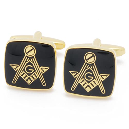 Manschettenknöpfe - Freimaurer Schwarz Emaille und Gold, Middel, Messing, Kein Edelstein von EdelManchet