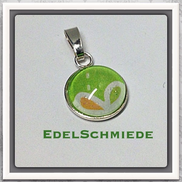 Anhänger 925/ - Mit Glascabochon Blüte Auf Grün von EdelSchmiede925