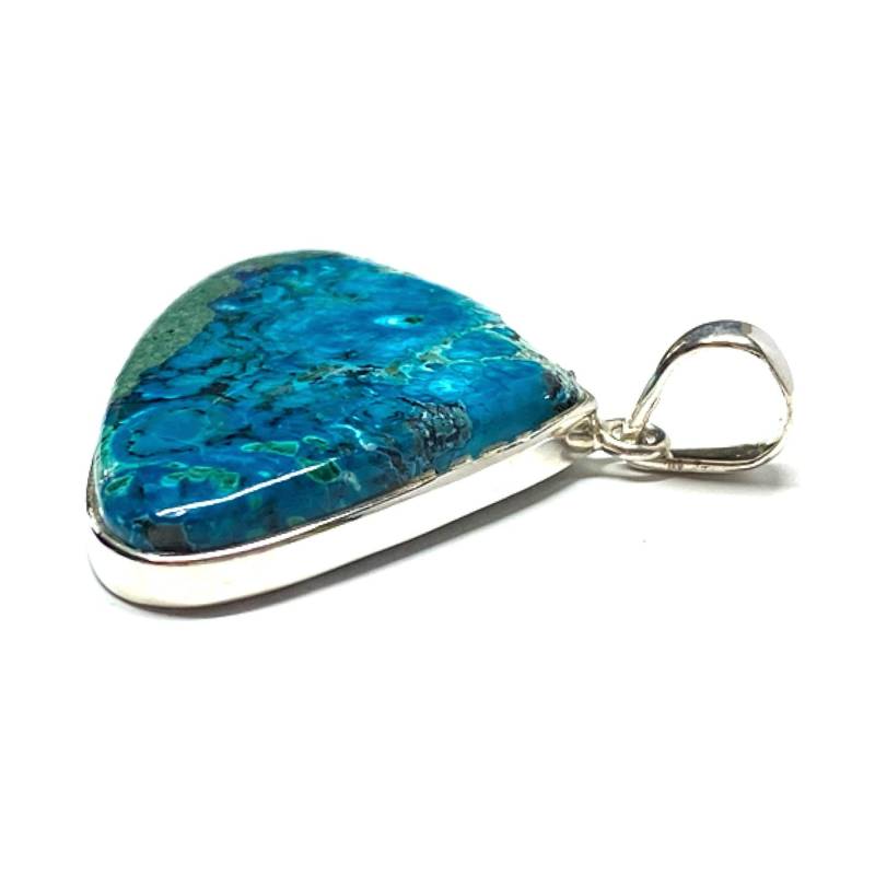 Anhänger 925 Silber Chrysokoll Cabochon Dreieck Kettenanhänger Einzelstück von EdelSchmiede925