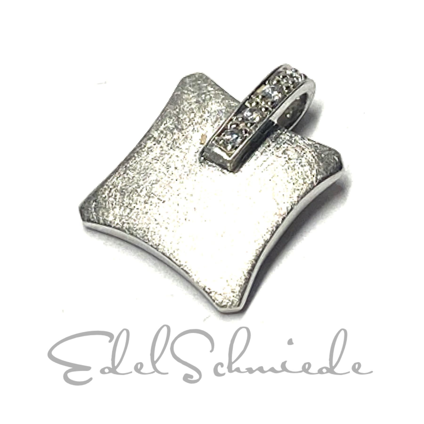 Anhänger 925 Silber Rhodiniert Zirkonia Solitäranhänger Kettengleiter Matt von EdelSchmiede925