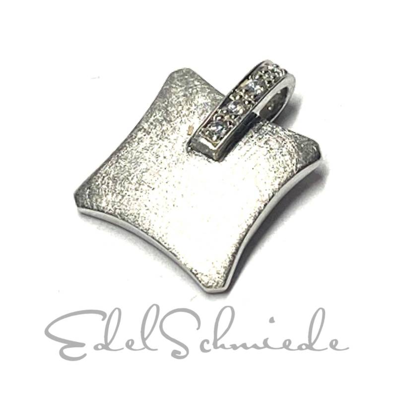 Anhänger 925 Silber Rhodiniert Zirkonia Solitäranhänger Kettengleiter Matt von EdelSchmiede925