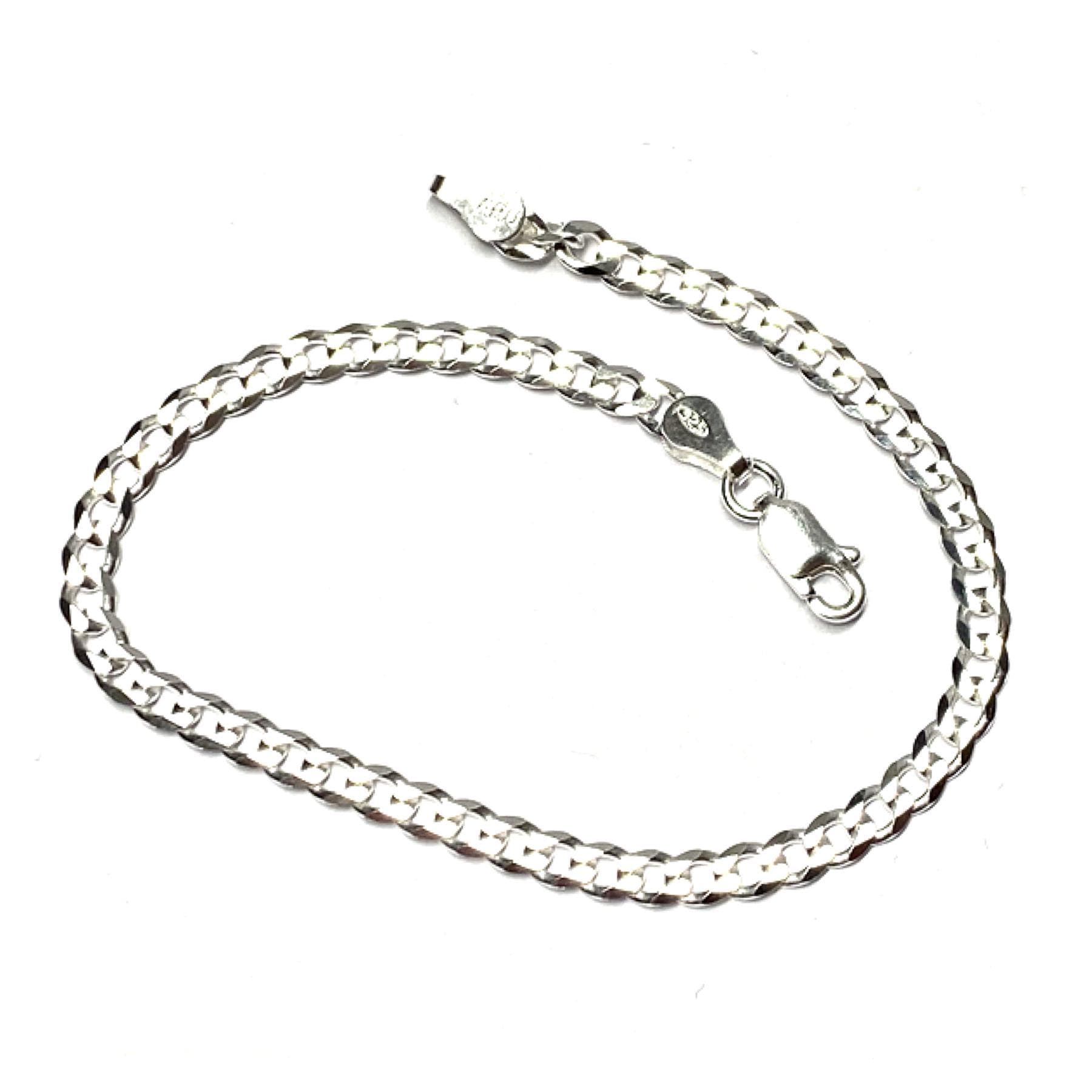 Armband 925/ - Silber Panzerkette Glanz Kettenglieder 3, 8mm Poliert Klassiker 19cm von EdelSchmiede925