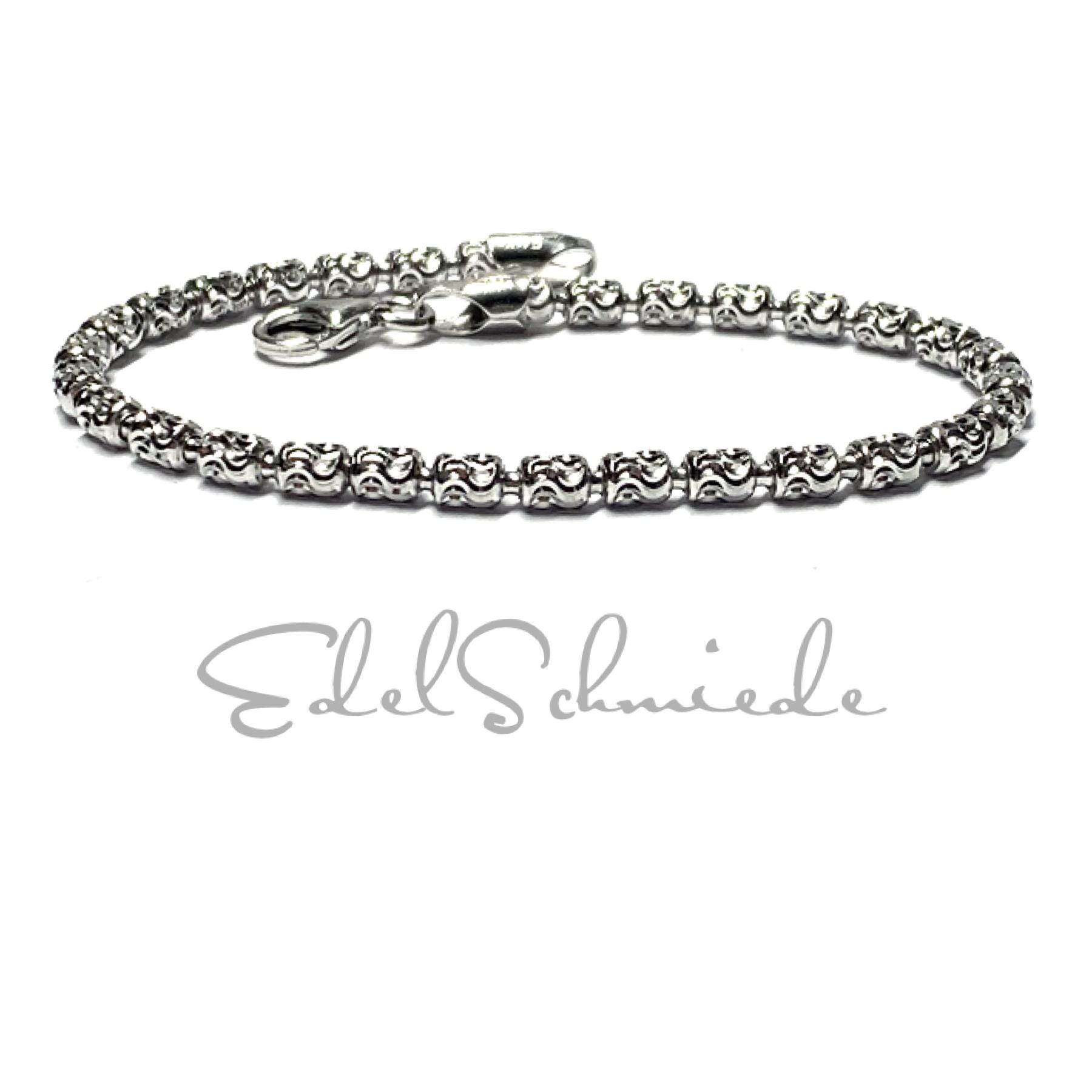 Armband 925/ - Silber Rhodiniert Diamantiert Kugelkette Zylinder Beweglich 17cm von EdelSchmiede925
