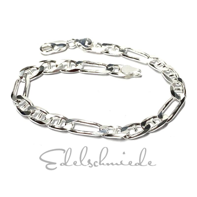 Armband 925/ - Sterling Silber Stegpanzer Figaro 31 Stabil Beweglich 22cm von EdelSchmiede925