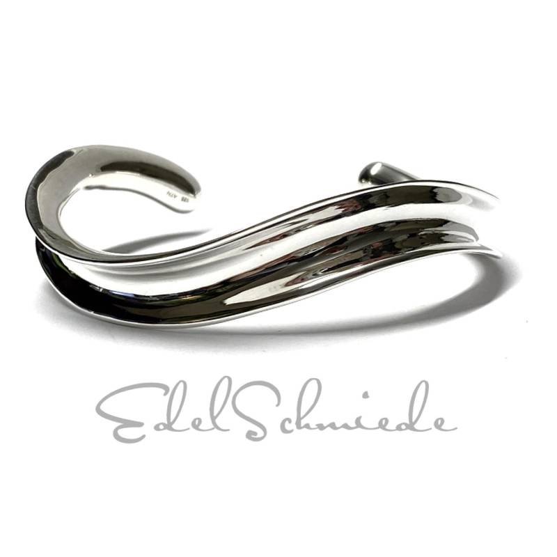 Armspange 925 Silber Glanz Welle Modern Armband 18cm Armreif von EdelSchmiede925