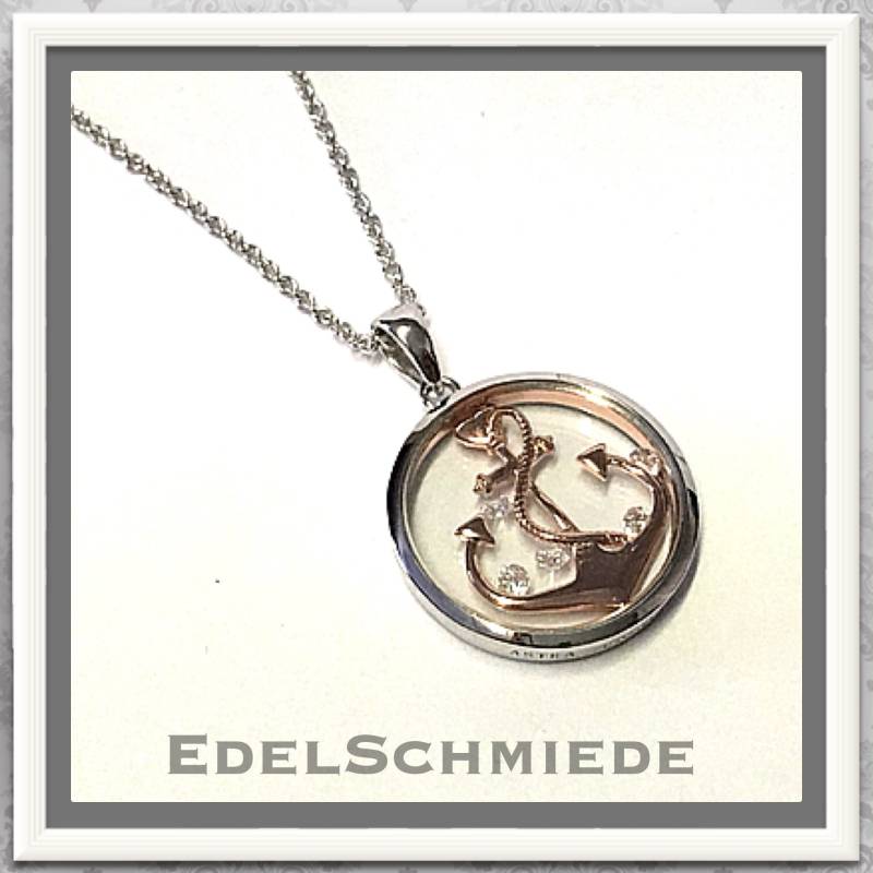 Ausgefallener Anhänger Anker Rosé 925 Mit Kette von EdelSchmiede925