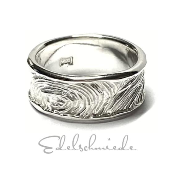 Bandring 925 Muster 8, 5mm Breit Silberring Fingerprint Optik #67 von EdelSchmiede925