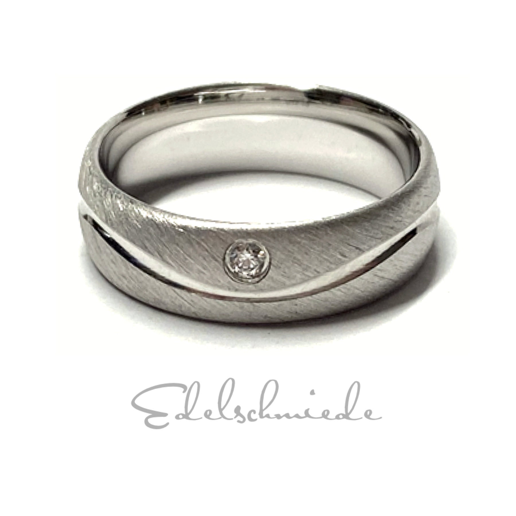 Bandring 925 Silber Rhodiniert Matt Zirkonia Silberring Trauring #50 von EdelSchmiede925