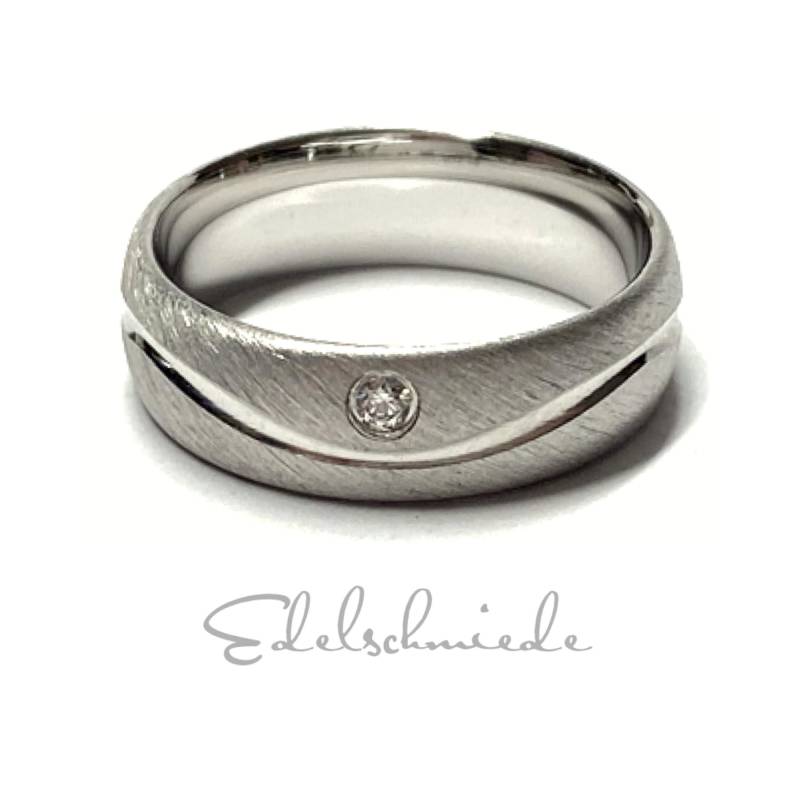 Bandring 925 Silber Rhodiniert Matt Zirkonia Silberring Trauring #50 von EdelSchmiede925