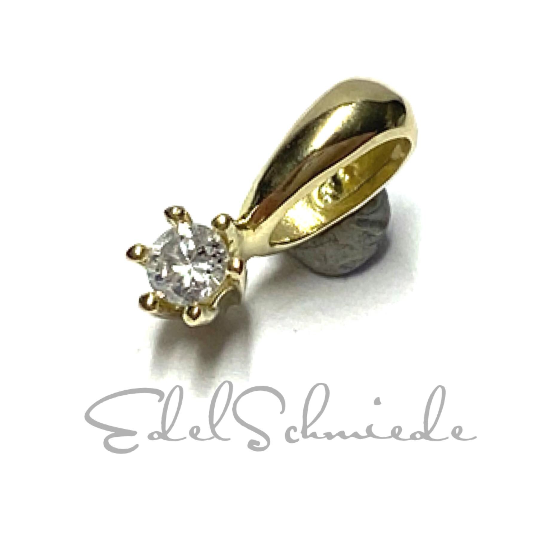Brillant Anhänger 0, 10Ct Wp1 585/ - Gelbgold Solitäranhänger von EdelSchmiede925